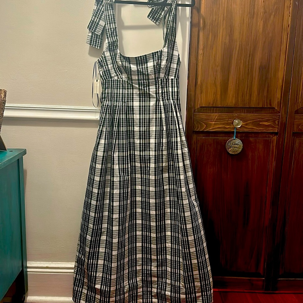 Anthropologie Black and White Plaid Maxi Dress